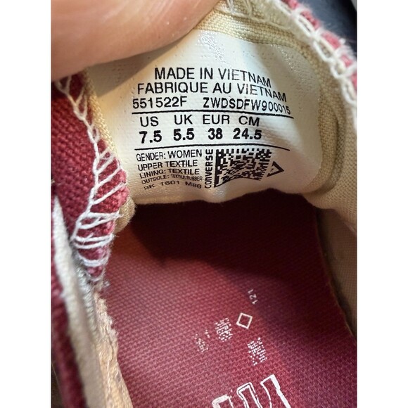 Converse Chuck Taylor All Star Shoreline slip-on sneakers Women’s 7.5 Maroon - Picture 11 of 16